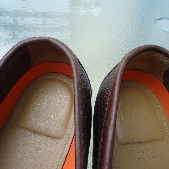 Cole Haan Mens size 11 GrandOS Leather Pinch Penny Loafer Shoes Brown Excellent - Picture 6 of 11